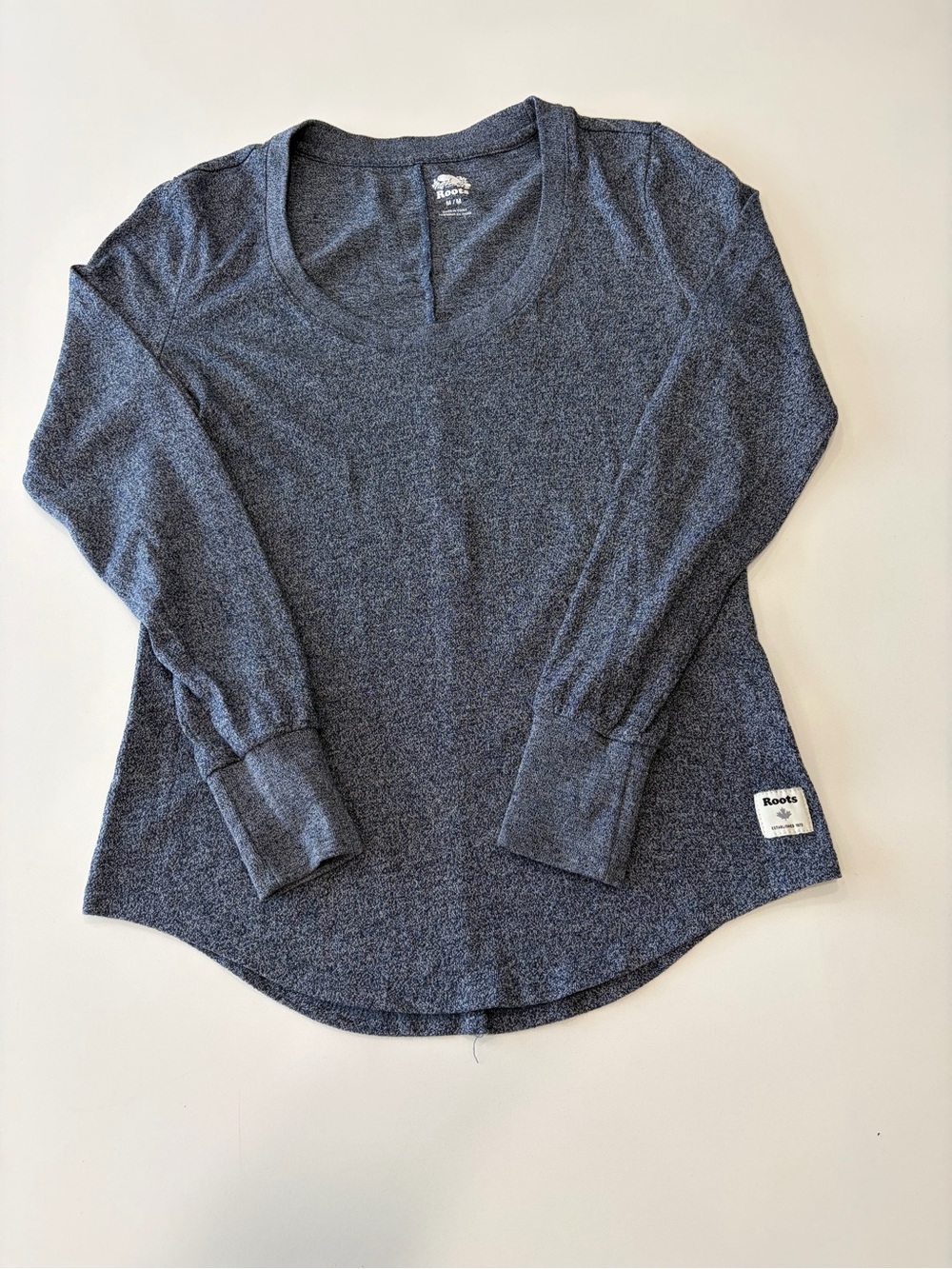 Roots Heather Navy Scoop Neck Long Sleeve Top